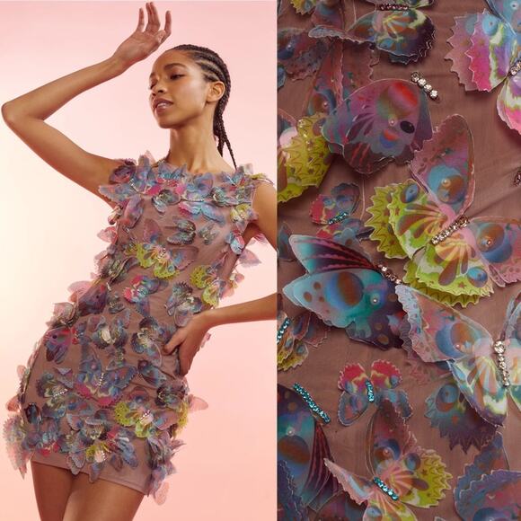 Cynthia Rowley Butterfly Appliqué Mini dress Size 4 - Picture 11 of 11